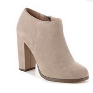 Taupe suede block heel booties Mix No. 6